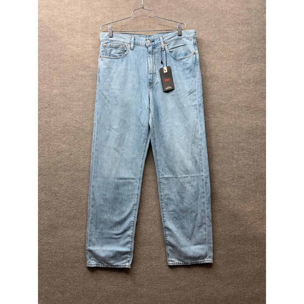 Levis Premium 568 Loose Straight Jeans Light Wash Linen Blend 34x32 29037-0070